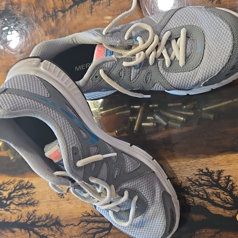 Gray and White Athletic Sneakers